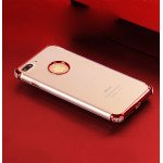Wholesale iPhone 7 Plus Metallic Electroplate Style Clear Case (Silver)
